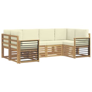 vidaXL Ensemble de canapé d'angle 6 Pièces Blanc et crème Polyester