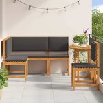 vidaXL Ensemble de banc de jardin 4 Pièces Marron Bois d'acacia massif