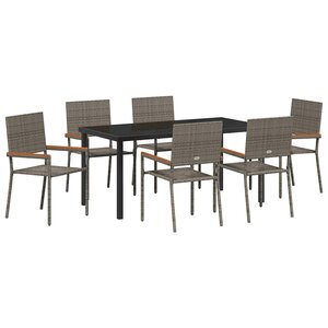 vidaXL Ensemble de salle à manger pour jardin 7 Pièces Gris polyrotin