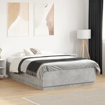 vidaXL Cadre de lit avec LED sans matelas gris béton 120x190 cm