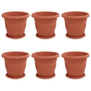 vidaXL Pots de plantes 6 Pièces Rouge brique Ø 26 x 21.5 cm Plastique