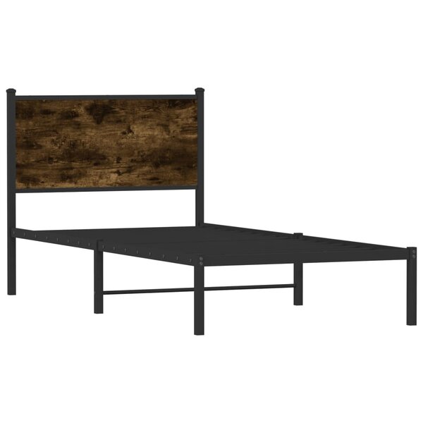 vidaXL Cadre de lit en métal sans matelas chêne fumé 80x200 cm