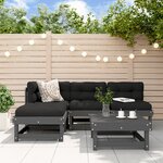 vidaXL Salon de jardin 5 Pièces avec coussins gris bois massif