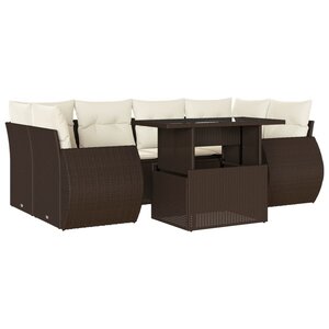 vidaXL Salon de jardin avec coussins 7 Pièces marron résine tressée