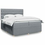 vidaXL Sommier à lattes de lit avec matelas Gris clair 200x200cm Tissu
