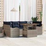 vidaXL Ensemble de canapé de jardin 7 Pièces gris et bleu marine