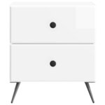 vidaXL Cabinet de chevet 2 Pièces Blanc brillant 43 x 34 5 x 47 5 cm
