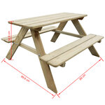 vidaXL Table de pique-nique pour enfants 89 x 89 6 x 50 8 cm Pinède