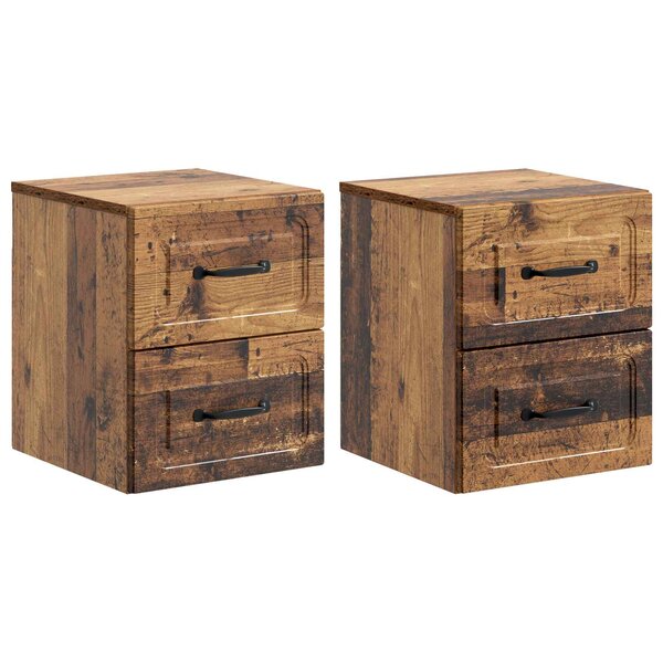 vidaXL Cabinet de chevet mural 2 Pièces Bois ancien 34 5 x 33 x 40 cm