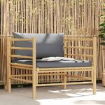 vidaXL Canapé de jardin avec coussins gris foncé Bambou