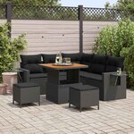 vidaXL Ensemble de canapé de jardin 8 Pièces Noir polyrotin