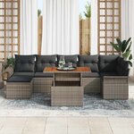 vidaXL Ensemble de canapé de jardin 8 Pièces Gris Poly rotin