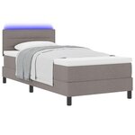 vidaXL Lit à ressorts avec matelas avec LED Taupe 90 x 190 cm tissu