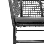 vidaXL Ensemble à manger de jardin et coussins 3 Pièces noir rotin verre