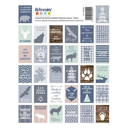 64 stickers effet timbre - woodland