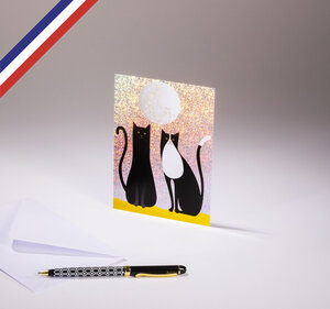 Carte simple Pop C'Art créée et imprimée en France sur papier certifié PEFC - Chats