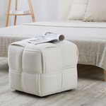 Pouf Bouclé Beige Tabouret Petit