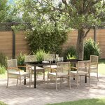 vidaXL Ensemble de salle à manger de jardin 7 pièces avec coussins Beige Poly Rattan