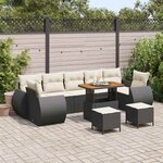 vidaXL Ensemble de canapé de jardin avec coussin 10 Pièces Noir et crème