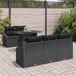 vidaXL Ensemble de canapé de jardin avec coussin 6 Pièces Noir polyrotin