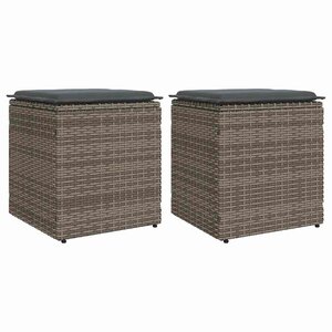 vidaXL Tabourets jardin coussins lot de 2 gris 40x40x43 cm poly rotin