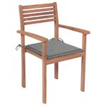 vidaXL Chaises de jardin 4 Pièces avec coussins gris Bois de teck solide