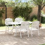 vidaXL Ensemble de salle à manger de jardin de 5 pièces en aluminium blanc