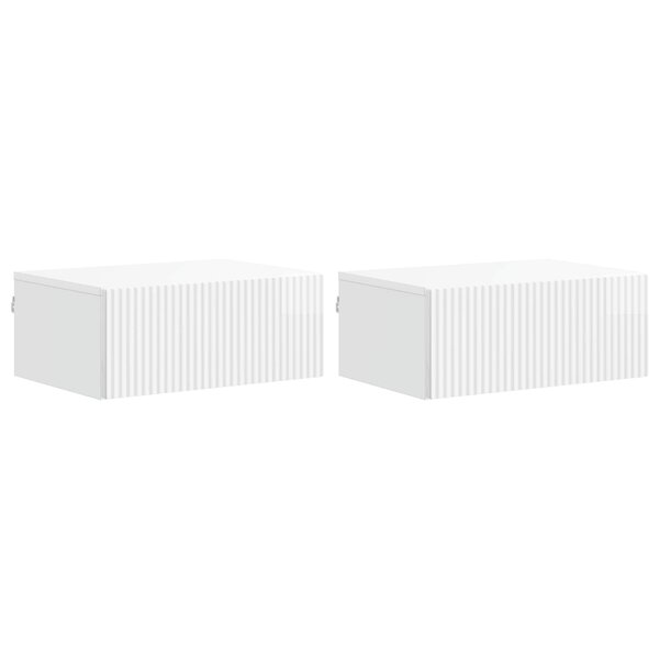vidaXL Cabinet de chevet mural 2 Pièces Blanc brillant 49 x 34 5 x 20 cm