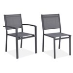 Ensemble repas de jardin en aluminium 6 a 8 personnes - Table extensible 180-240 cm + 6 chaises assise textilene - Gris