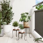 vidaXL Supports pour plantes 3 Pièces terre cuite et blanc céramique
