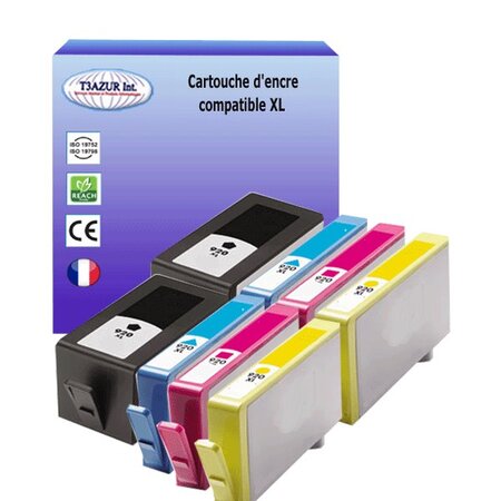 8 Cartouches compatibles avec HP OfficeJet 7000, 7000 Wide Format remplace HP 920XL (Noire+Couleur)- T3AZUR