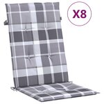 vidaXL Chaises de jardin inclinables et coussins lot de 8 teck solide