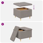 vidaXL Pouf de rangement avec coussin Taupe 60 x 60 x 45 cm tissu