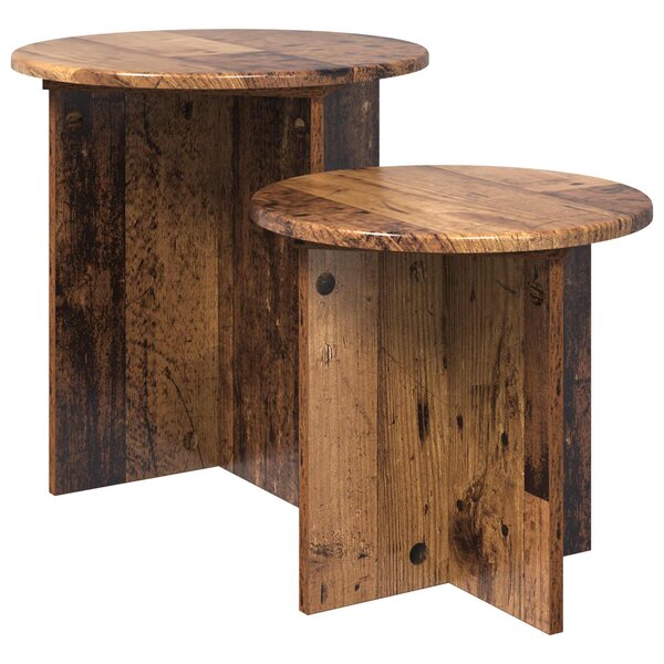 vidaXL Ensemble de tables d'appoint 2 Pièces Bois ancien