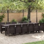 Ensemble de salle à manger de jardin de 13 pièces avec coussins Marron Poly Rattan