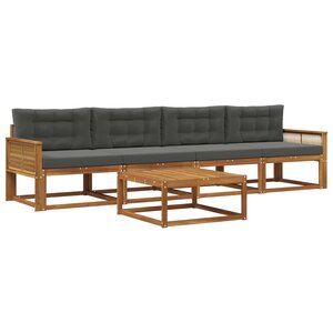 vidaXL Ensemble de canapés d'extérieur 5 Pièces Naturel et Anthracite