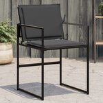 vidaXL Chaises de jardin et coussins lot de 4 noir acier et textilène