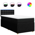 vidaXL Sommier à lattes de lit avec matelas Noir 90x200 cm Tissu