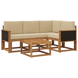 vidaXL Ensemble de canapés d'extérieur 5 pc Naturel et Beige Polyester