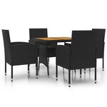vidaXL Ensemble à manger d'extérieur 5 Pièces Résine tressée Noir