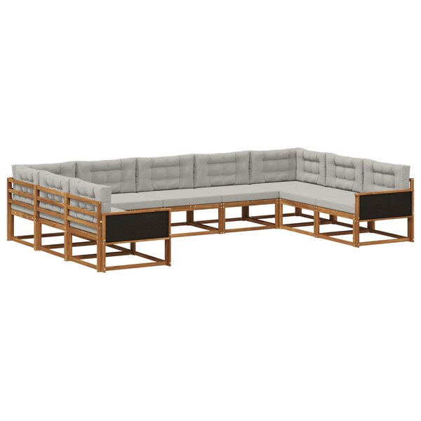 vidaXL Ensemble de canapés d'extérieur 9 Pièces Naturel et gris clair