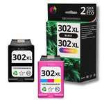 123CONSOMMABLES - 302XL - Pack 2 cartouches compatibles HP 302 XL - sans niveau