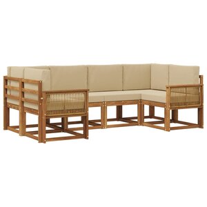 vidaXL Ensemble de canapés d'extérieur 6 pc Naturel et Beige