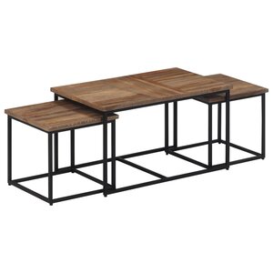 vidaXL Tables basses gigognes 3 Pièces bois massif de teck