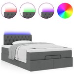 vidaXL Lit ottoman avec matelas et LED gris foncé 120x200 cm tissu