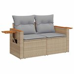 vidaXL Ensemble de canapé de jardin avec coussin Beige Poly rotin