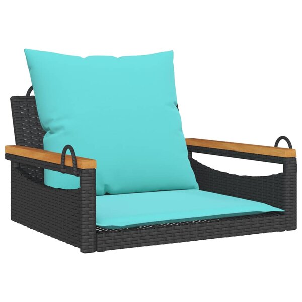 vidaXL Balancelle avec coussins noir 63x62x40 cm résine tressée