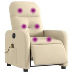 vidaXL Fauteuil inclinable de massage électrique crème tissu