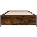 vidaXL Cadre de lit chêne fumé 90x190 cm bois d'ingénierie et métal