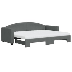 vidaXL Lit de jour avec gigogne et matelas gris foncé 80x200 cm tissu